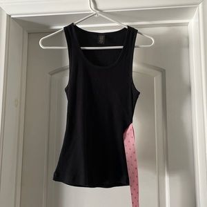 Troo tank top black with pink polka dot ribbon size M